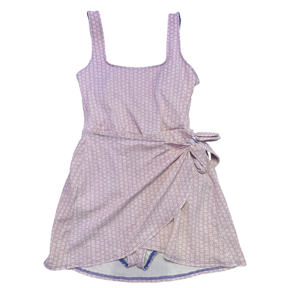 Old Navy Lavender Floral Wrap Skirt One Piece Swim Dress Swimsuit Size XS